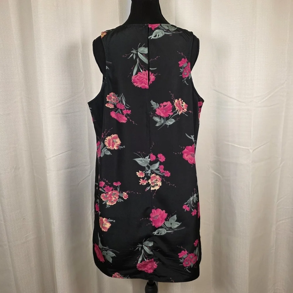 Free People Floral Shift Dress Black Sleeveless Size Large Boho